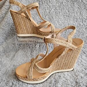 NEW Dolce Vita Women's Platform Wedge Espadrilles Slingback Sandals Size 9.5 Tan